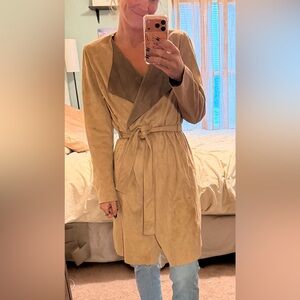 Badgley Mischka Two-Tone Tan Trench Coat